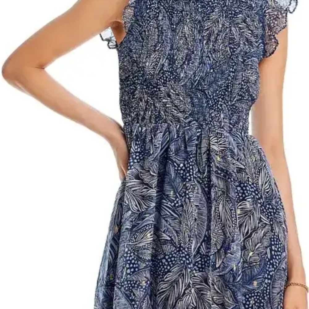 Aqua Blue and White Patterned Dress